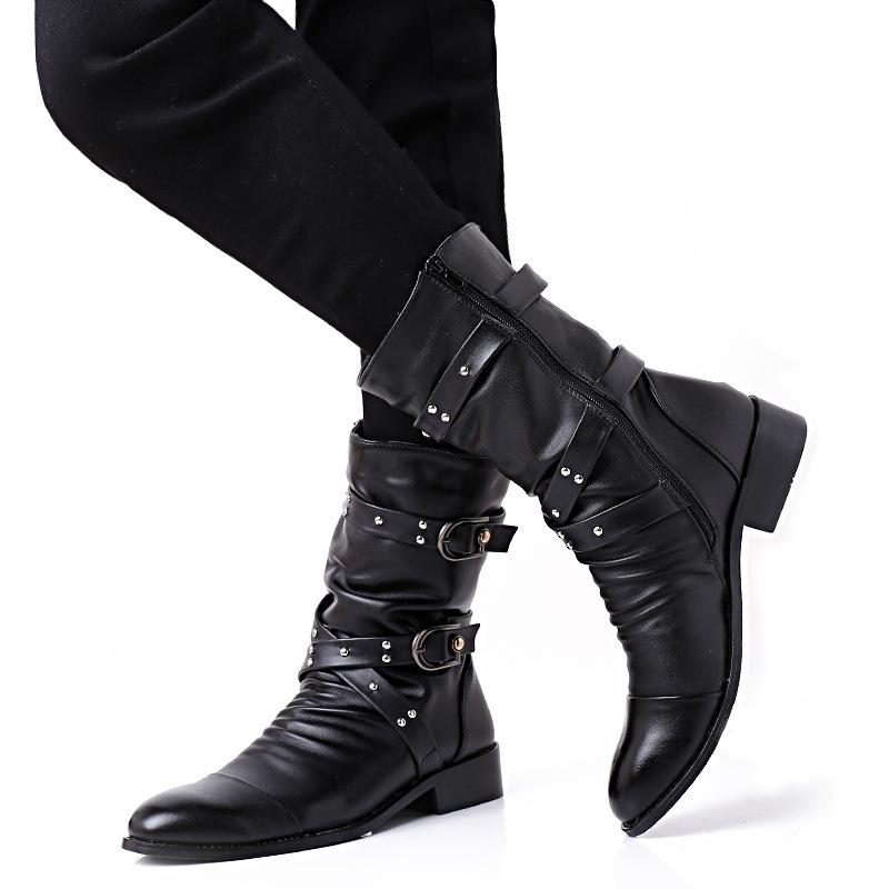 2025 New Men's Boots Winter High Boots British Army Boots Tooling Korean Version Martin Boots Warm Men's Leather Boots