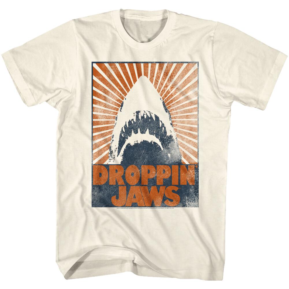 Jaws 70 Thriller Movie Shark Head Dropping Jaws Sunburst Men T Shirt XXXXL