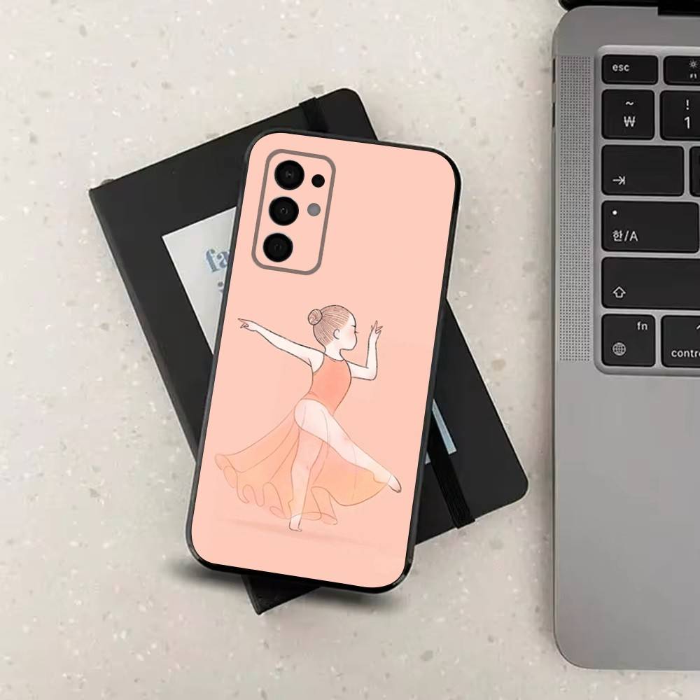 Ballet Art Girl Cute For Samsung Galaxy A53,31,52,72,41,22,73,32,71,Note,J7,8,9,5G Soft Black Silicone Phone Case SamsungA12