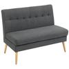 2-Seater Sofa, Tufted Backrest, Wooden Legs, Thick Padding, Linen Look, for Small Spaces, Grey