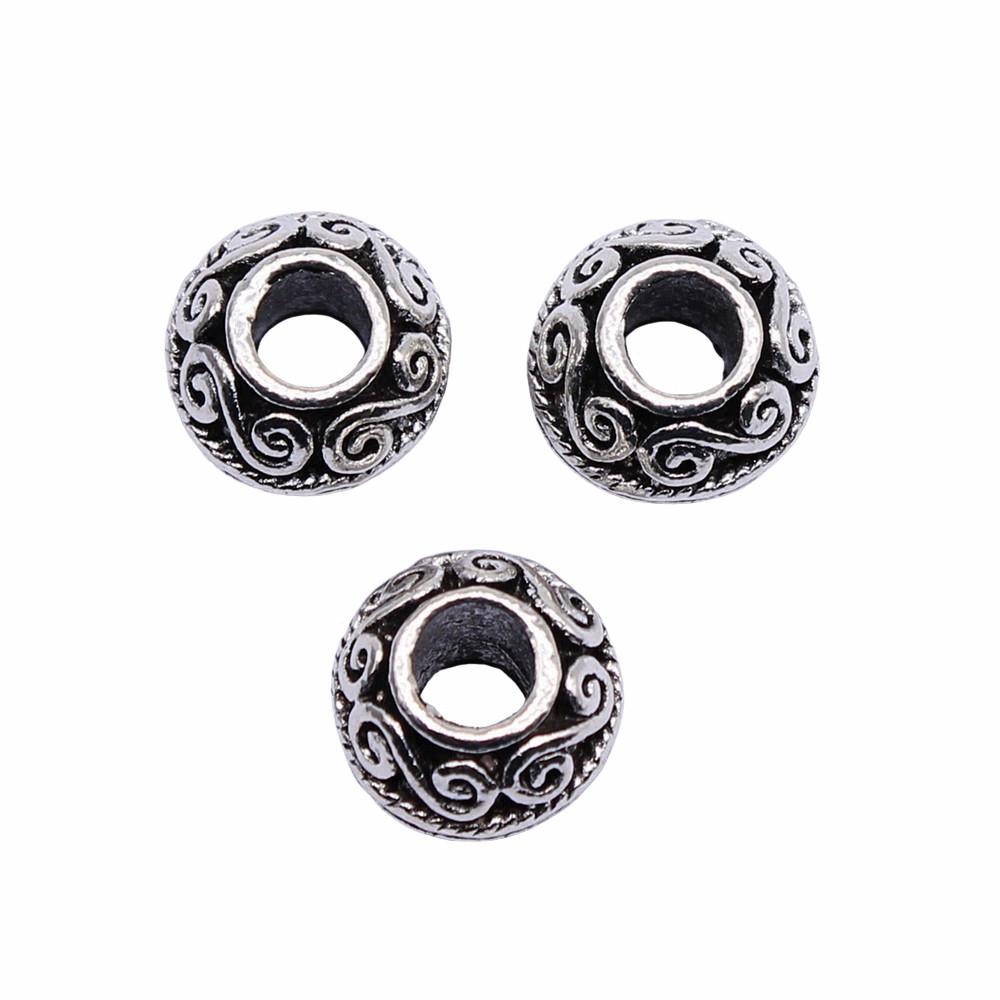 Multi Color Spacer Beads Ornate Metal Big Hole Beads For Jewelry Projects