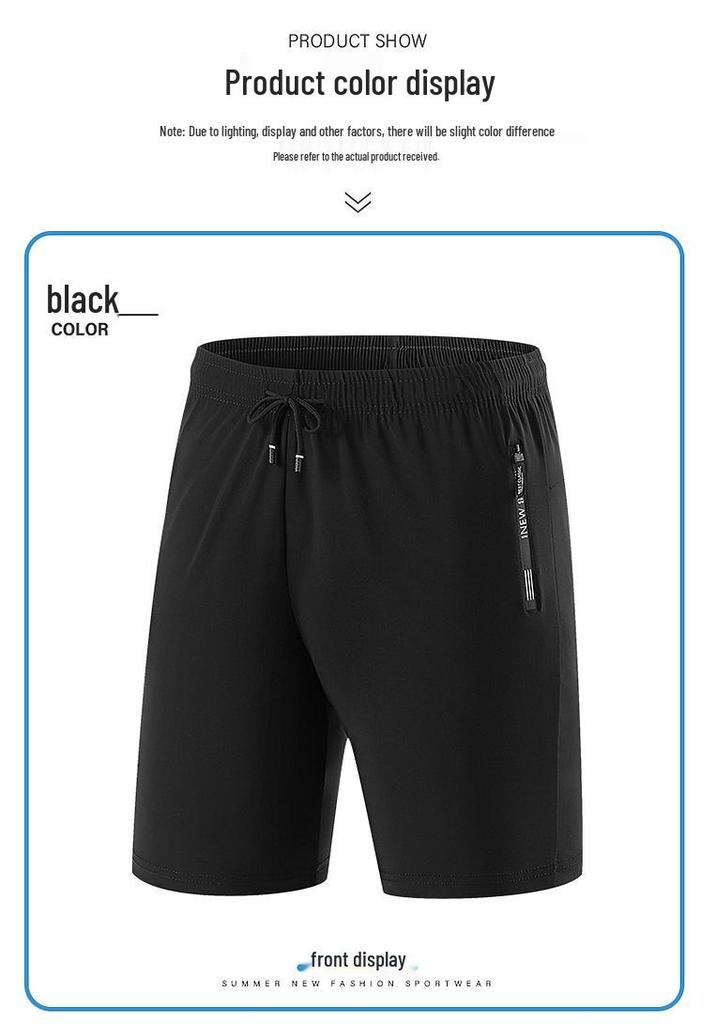 Men's Summer Ice Silk Quick-Dry Elastic Fitness Shorts - Loose, Casual, and Plus Size Available