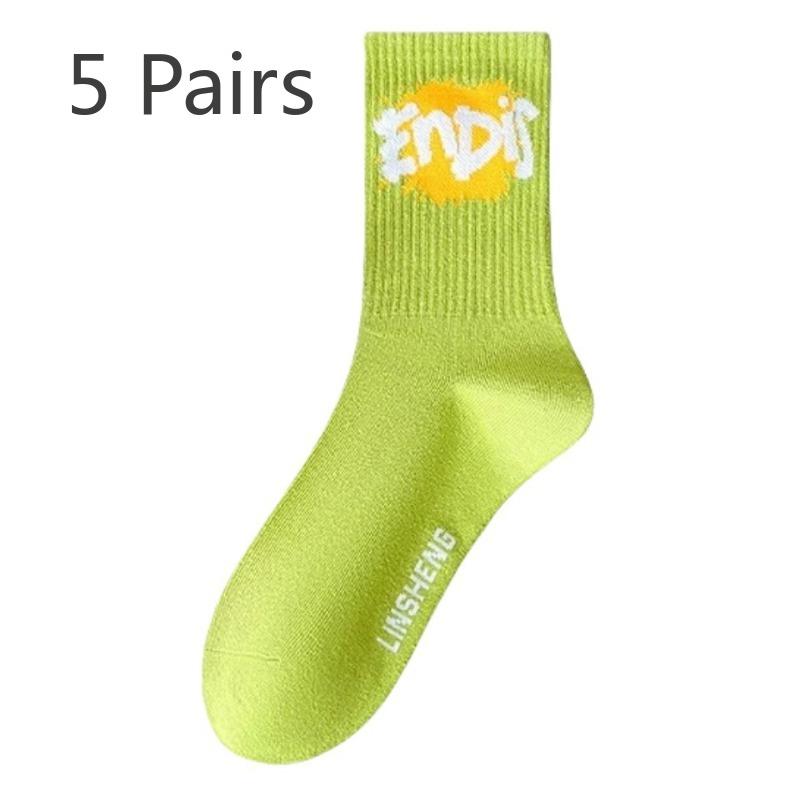

5 пар мужских весенне-осенних дезодорирующих молодежных носков из чистого хлопка для баскетбола 5 Pairs зелёный