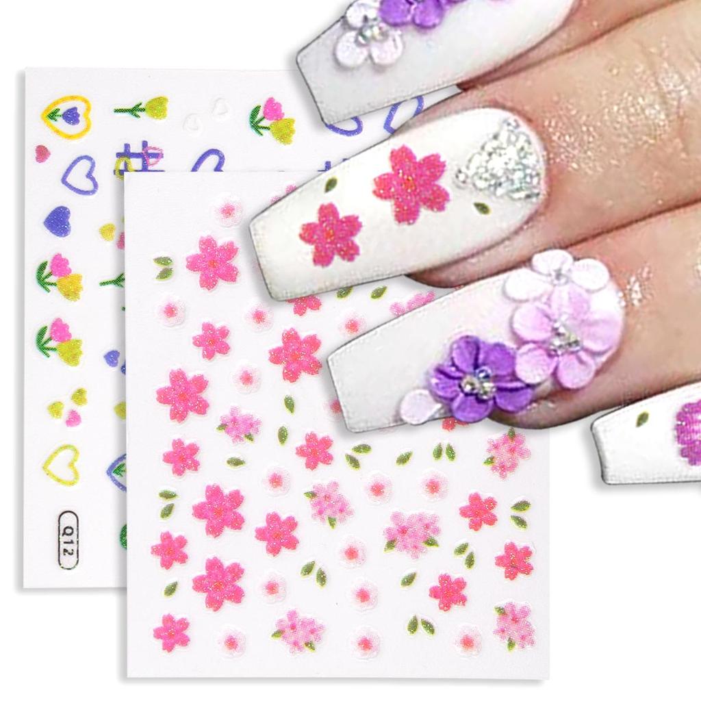 30 Sheet Summer Flower Nail Stickers Self Adhesive Nail Art Decoration Stickers Manicure Decor Supplies for Women and Girls