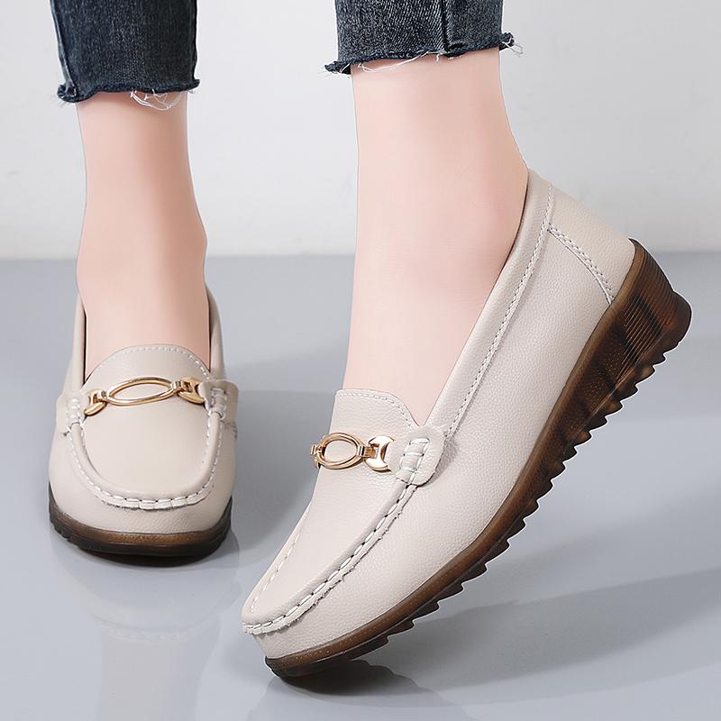 Women's Black Loafers Moccasins Casual Slip On Grey Flats Walking Shoes for Mother Plus Size