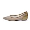 Tide brand mesh yarn pointed inner height increase shallow mouth single shoes 2025 summer new rhinestone breathable sandals fashion flat shoes
