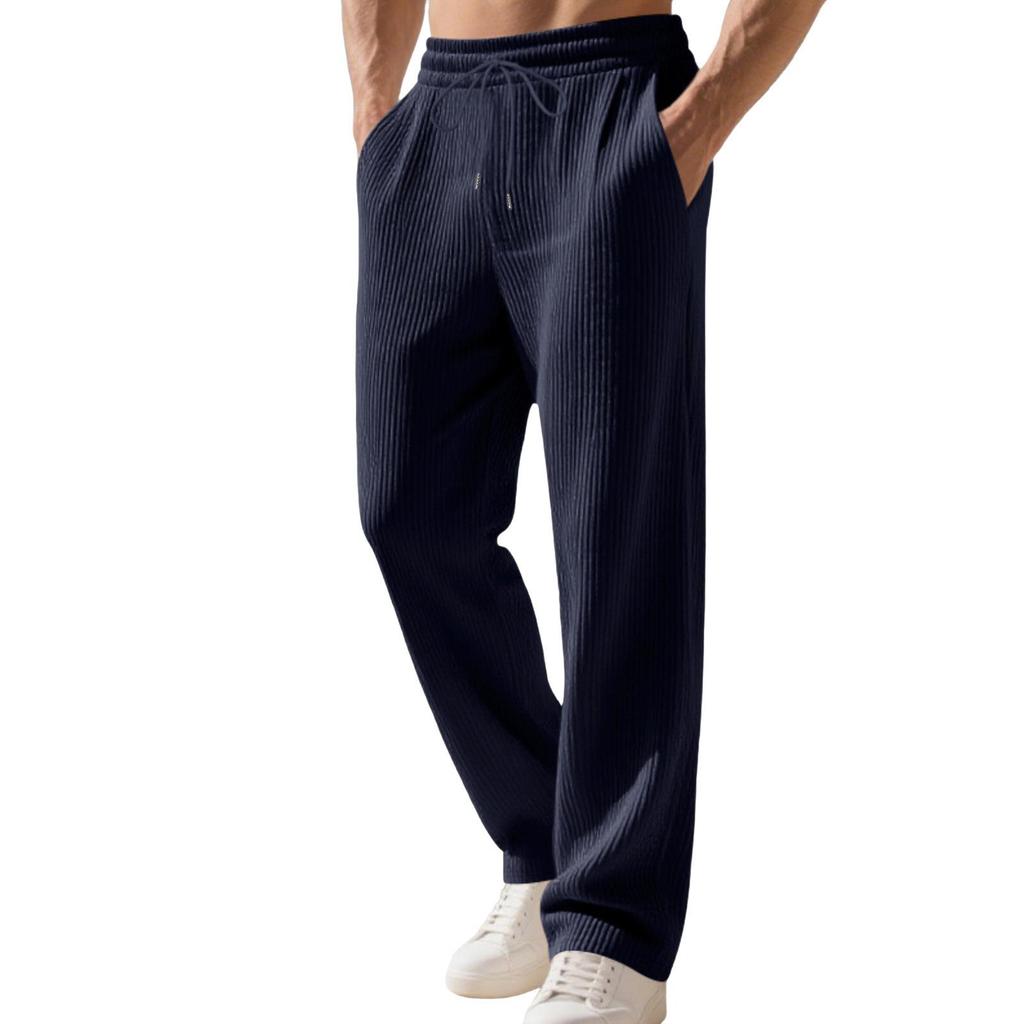 Autumn and Winter New Hot-selling Loose Hip-hop Men's Casual Jacquard Straight Pit Strip Simple Sweatpants