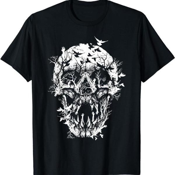 Halloween Skull Skeleton Graphic 100% Cotton Short Sleeve Crew Neck T-Shirt S-3XL Casual Gift Idea Graphic Tees