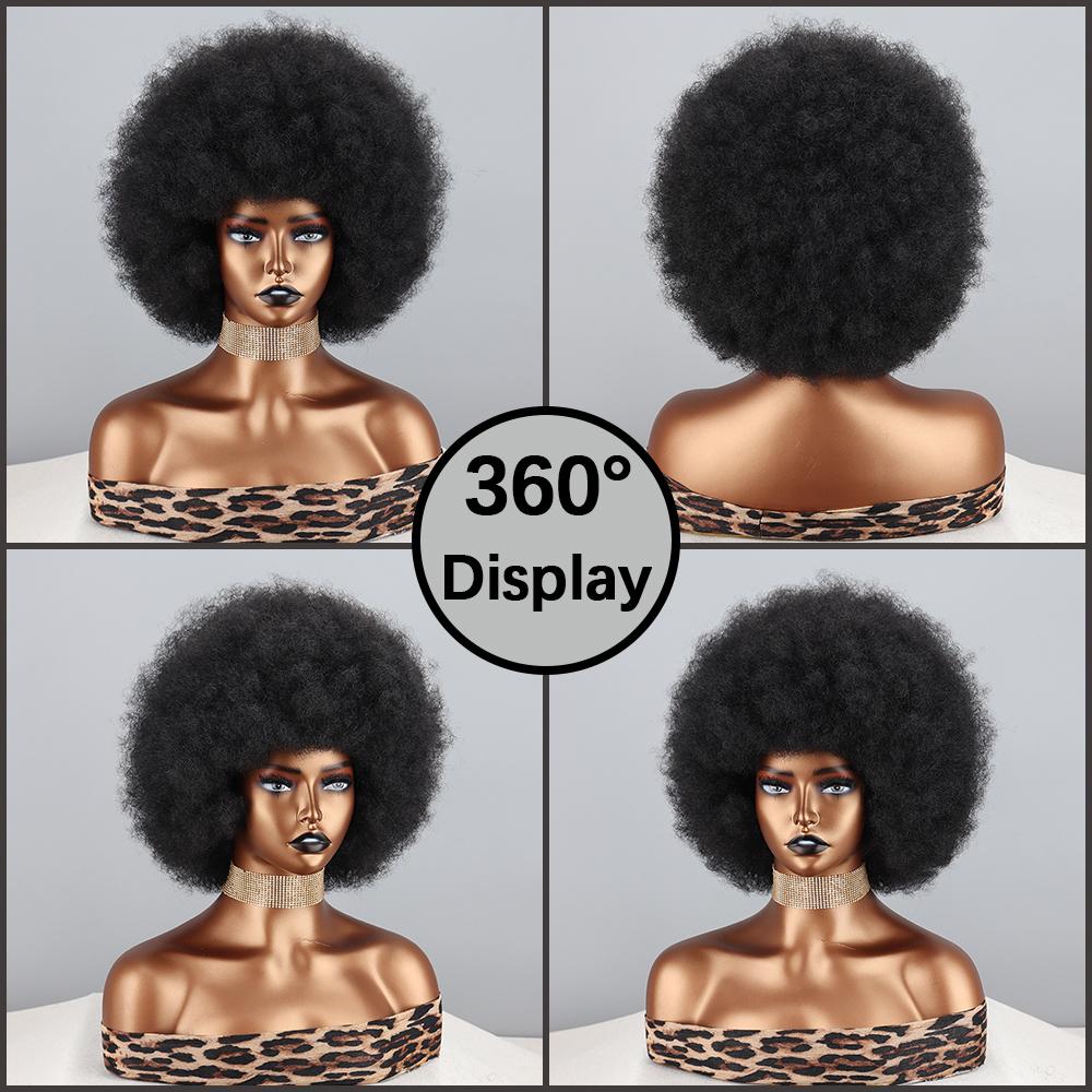 MISS WIG Synthetic Short Curly Wig African Curlys Large Roll Wig Daily Cosplay High Temperature Fiber Wig For Women Wear