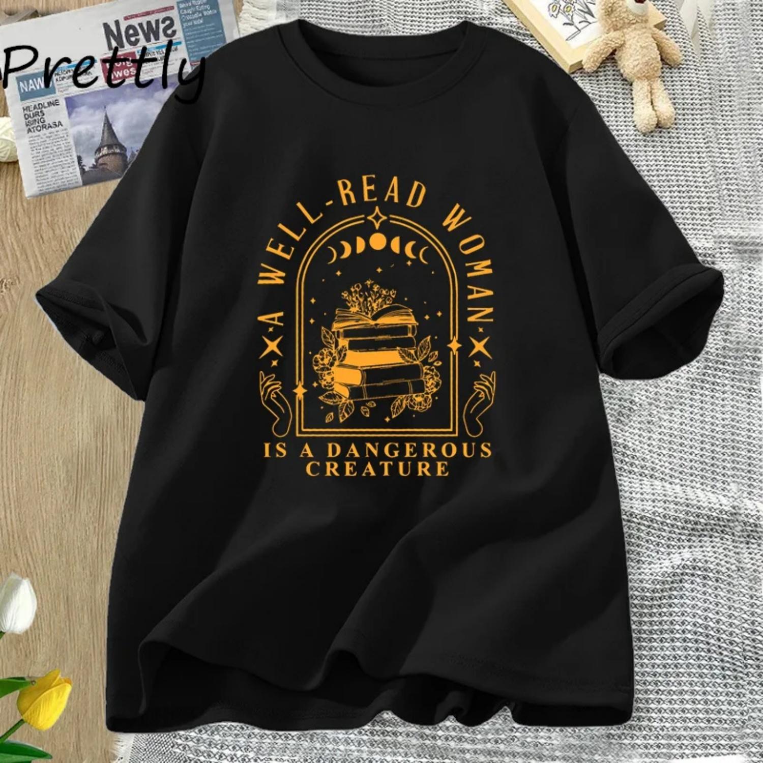 A Well Read Woman Is A Dangerous T Shirt Bookish Merch T-Shirt Book Reader Tshirt Reading Book Lovers Librarian Tee Unisex S