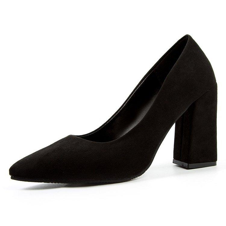 Black Formal Coarse Follow-up Shoes 2026 New Style Temperament High Heels Versatile Professional Pointed Work Women's Shoes