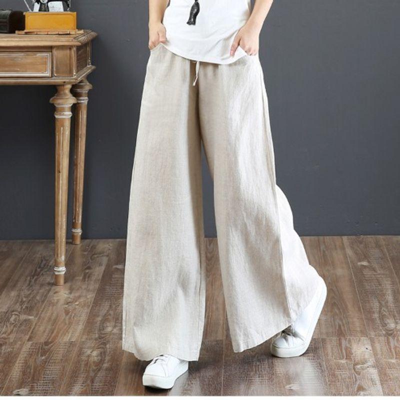 

Loose High Waisted Lace up Wide Leg Pants Loose High Waist Shoelace Loose Pants Apricot color XL