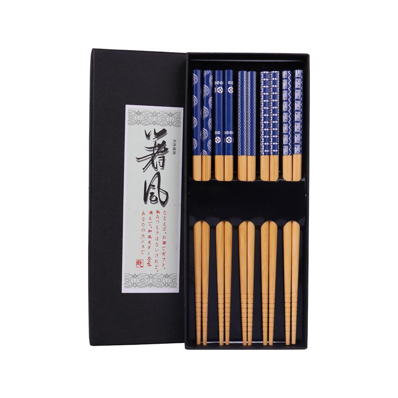 Creative Gift Box Set Of 5 Pairs Of Household Japanese Chopsticks