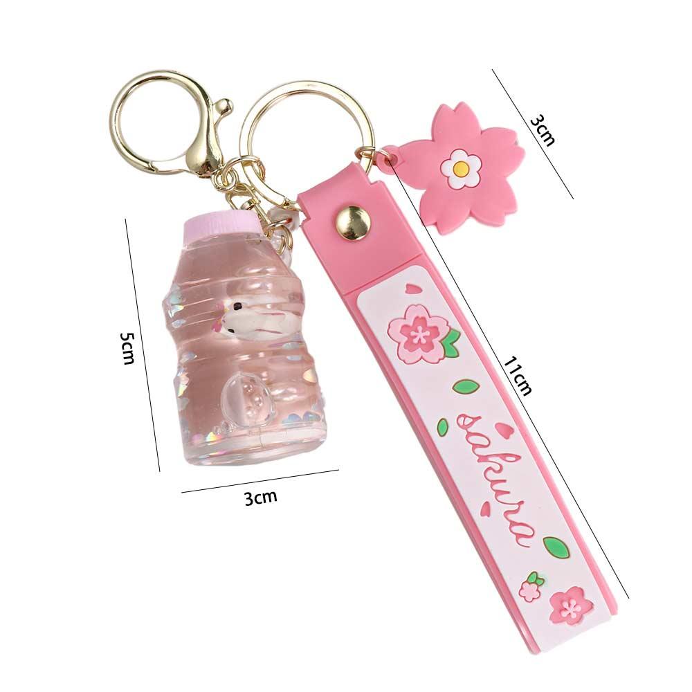 Bag Pendant Moving Liquid Boba Keychain Rabbit Milk Tea Cup Keyring Liquid Keychain Key Ring
