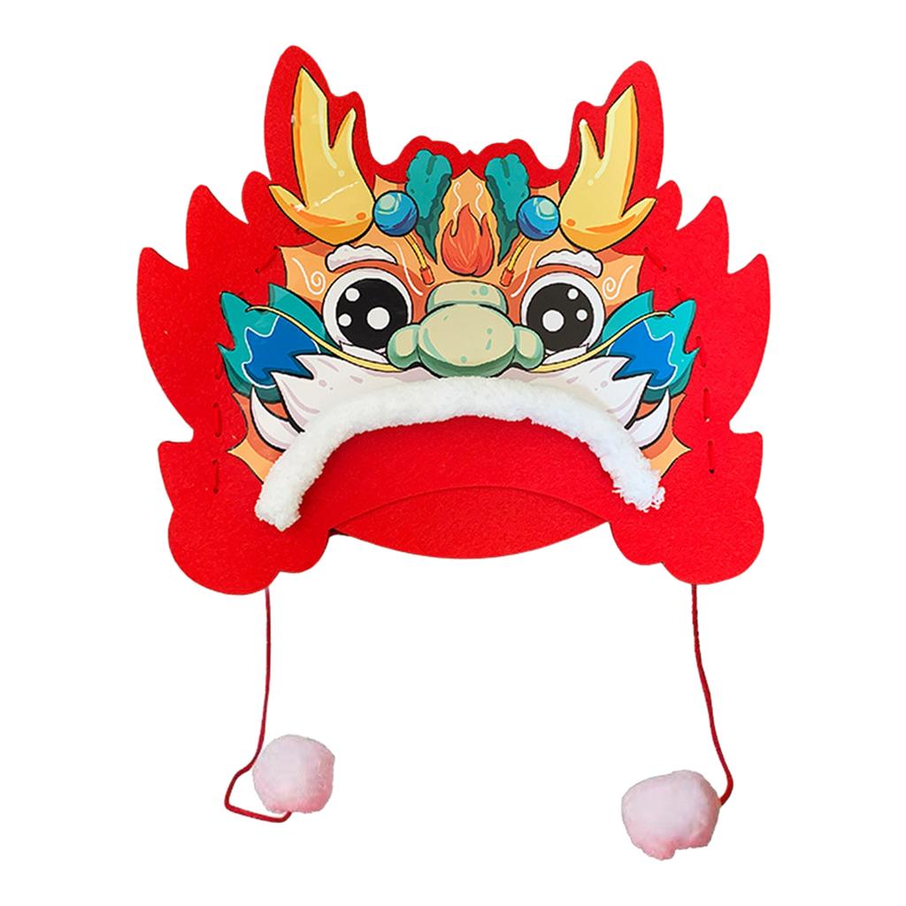 Kinesiska nyårsdrakhatt Djurhatt Prydnad DIY Hantverkstillbehör Nyårsfest Hemma Kontor Dekor Söt Drakhuvudhatt