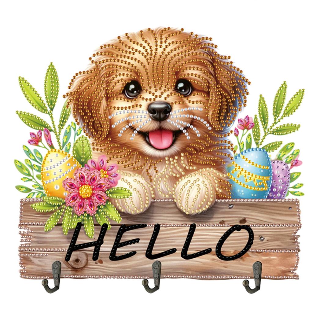 Holz Sonderform Frohe Ostern Diamond Art Hängehaken DIY Diamond Painting Kunsthaken 3 Haken Diamond Painting Hakenleiste