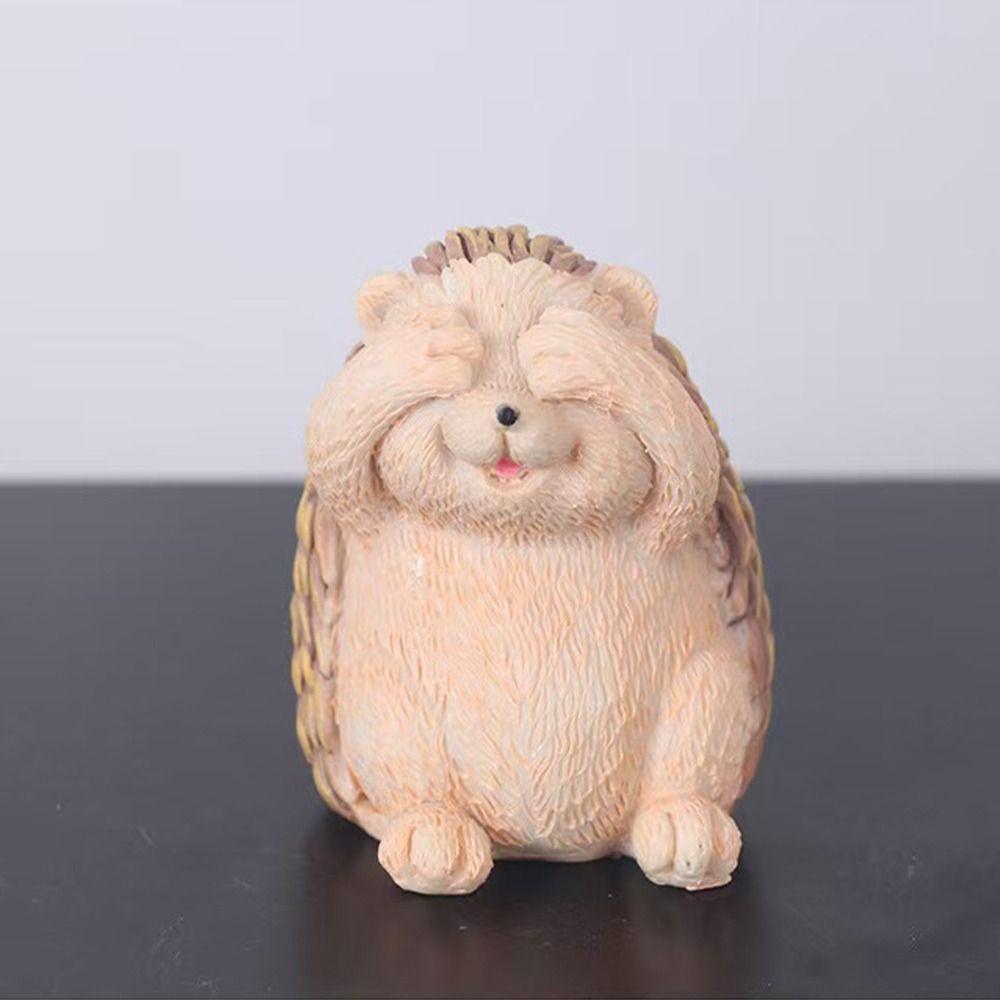 3pcs Cute Hedgehog Statue Cartoon Miniatures Figurine Animal Sculpture  Garden