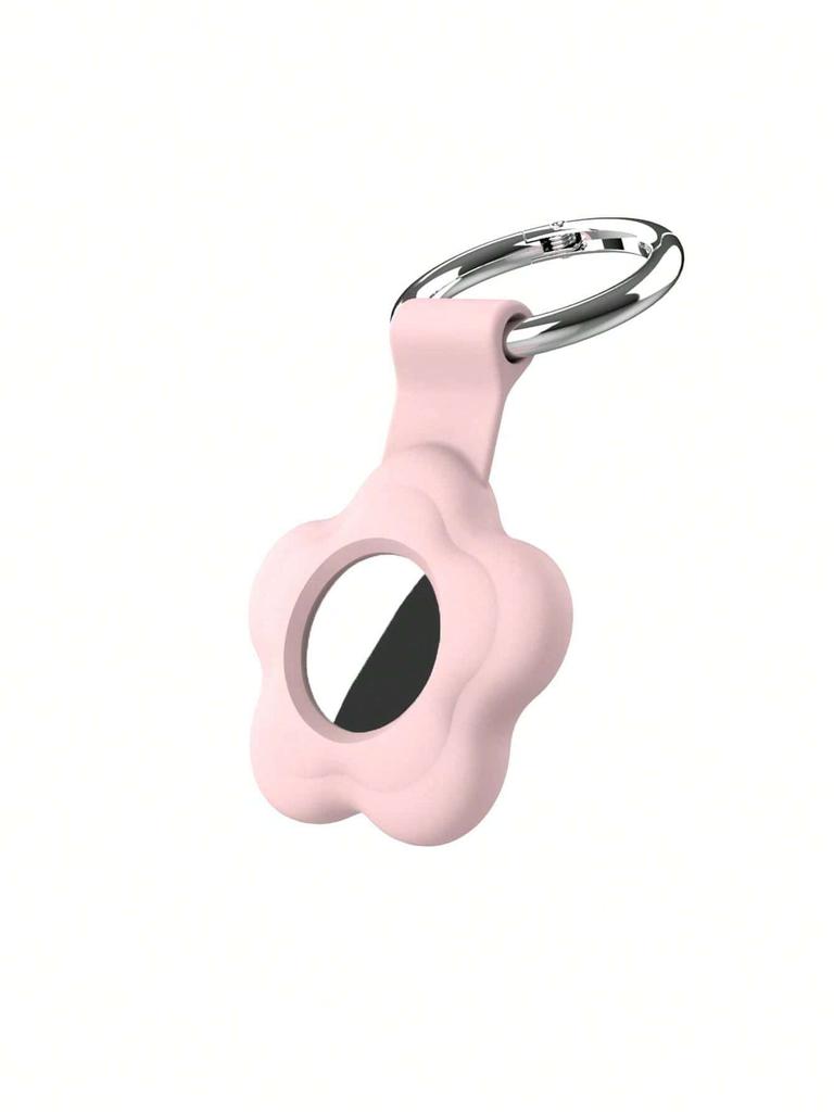 Flower Shaped Silicone Protective Case Compatible With Apple Airtag Tracker Anti-Lost Device For Dogs,Cats And Other Pets(Airtag Not Included)--Pink