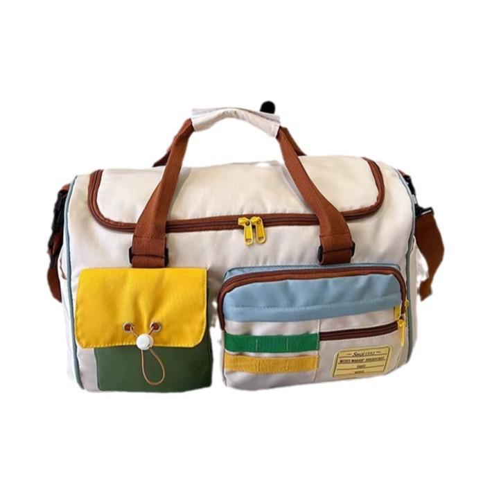 

Contrasting Color Cute Luggage Bag for Traveling Large Bag Dopamine Girls Swimming Yoga Bag Sports Gym Bag one size fits all белый