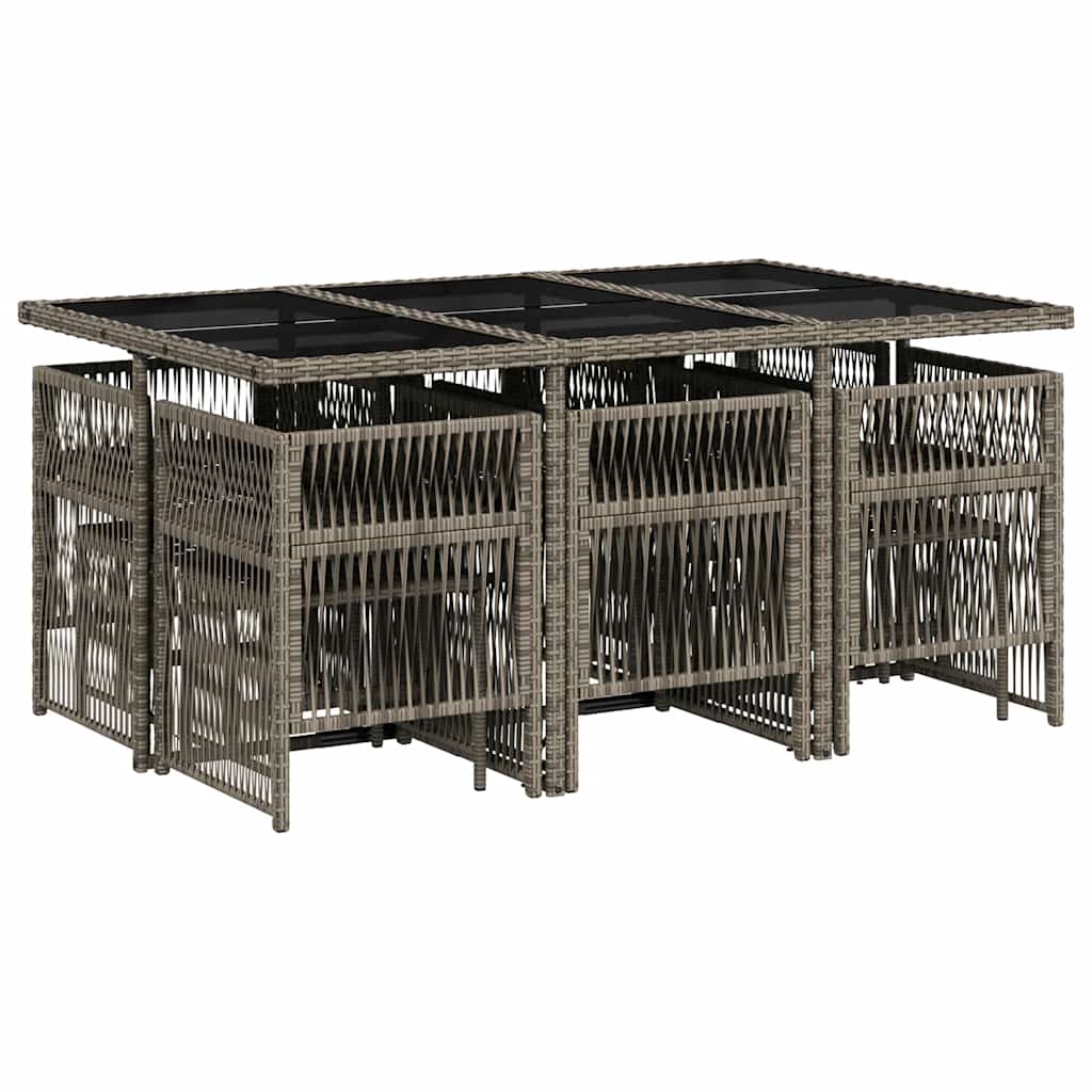11-Cz. Garden Furniture Set, With Cushions, Grey PE Rattan