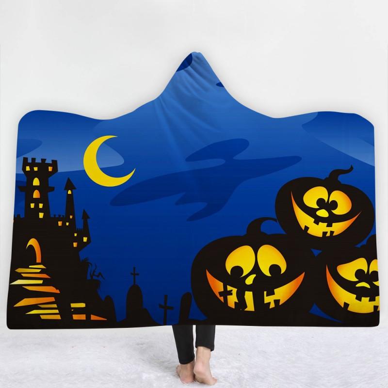 Dětská deka s kapucí Útulná pláštěnka Zimní teplá fleecová přikrývka na mazlení Školní halloweenský kostým