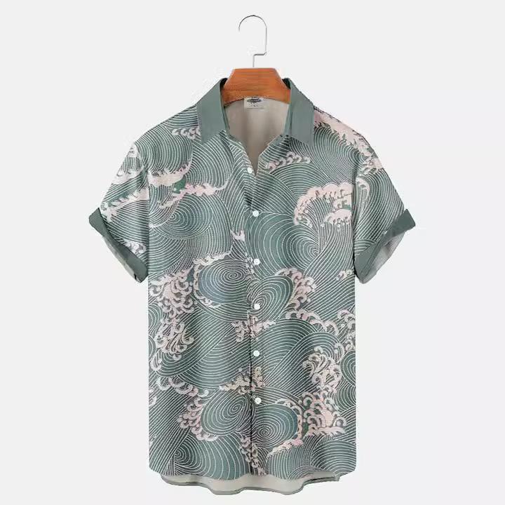 2026 Hawaiian shirt, short-sleeved, loose, casual, fashionable, beach style