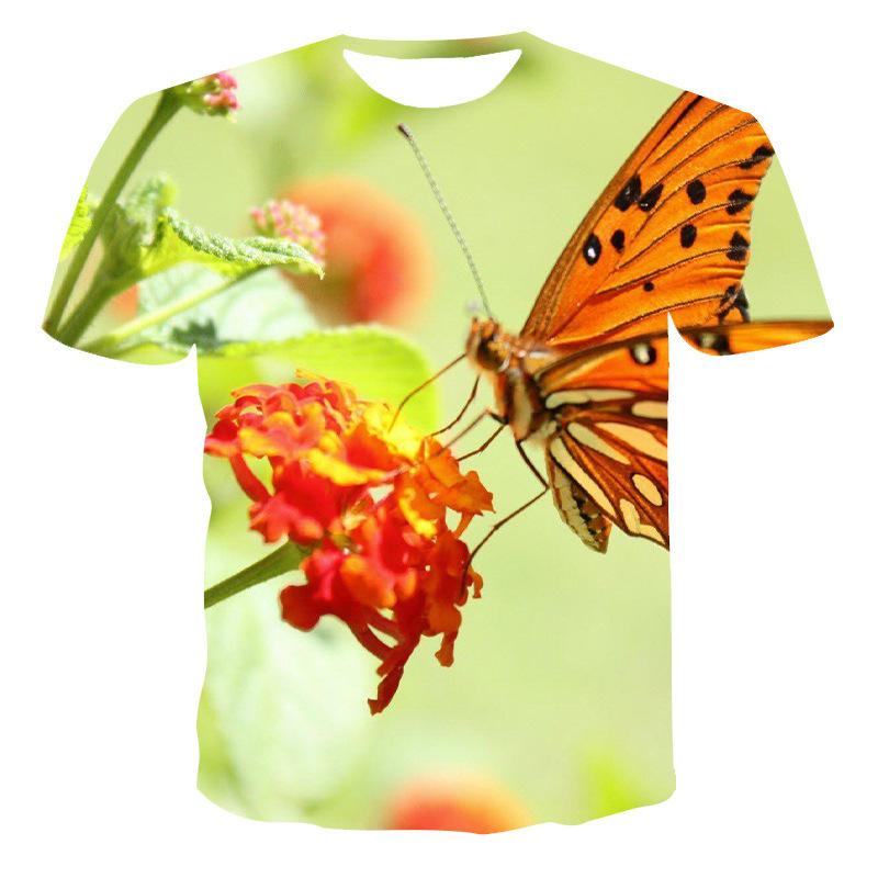 New Short Sleeved Summer 3D T-shirt Printed Women's Short Sleeved Butterfly T-shirt