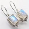 Silver Color Square Inlaid Imitation Moonstone Earrings Classic Engagement Party Dangle Earrings for Women Jewelry