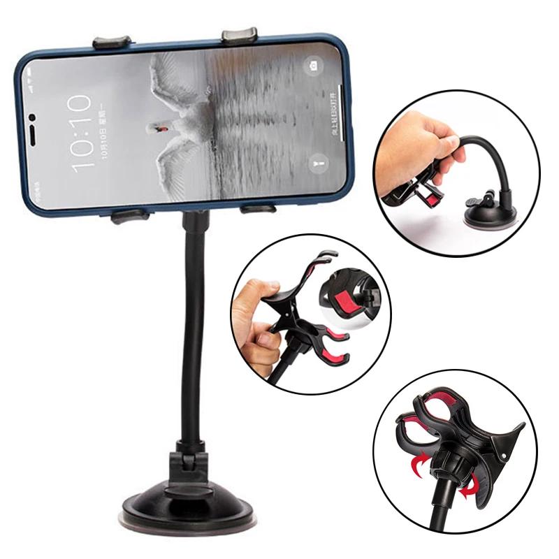 Universal Car Phone Holder 360° Rotating Flexible Windshield Dashboard Mount Cellphone Stand GPS Phone Bracket Auto Accessories