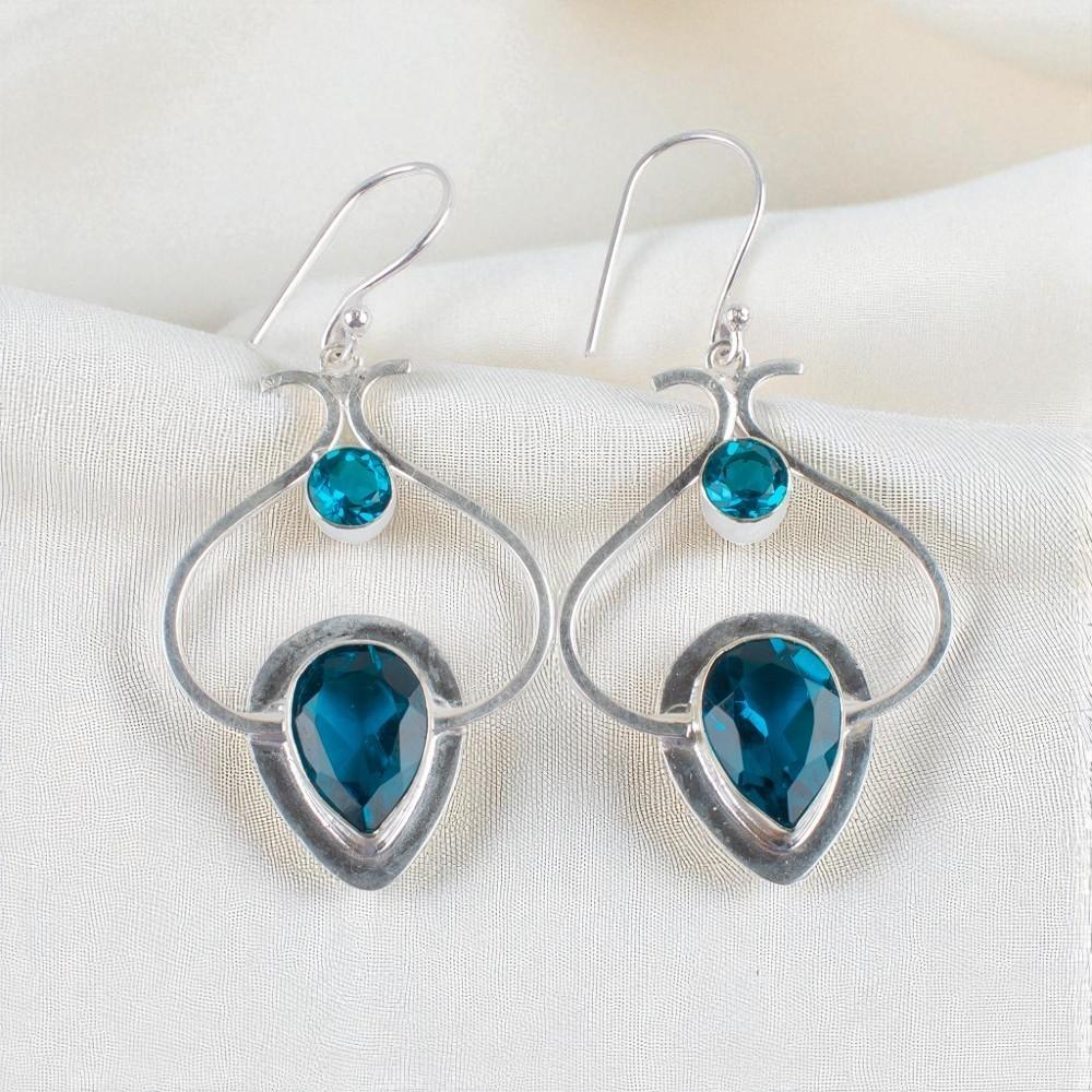 

Апатит Драгоценный камень 925 Стерлинговое серебро Ювелирные изделия Ручной работы Серьги 2,2 Подарок для мамы EE-80-5