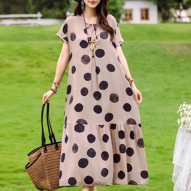Women's Plus Size Floral Print Short Sleeve Maxi Dress, Loose Casual Summer Sundress (XL-5XL)