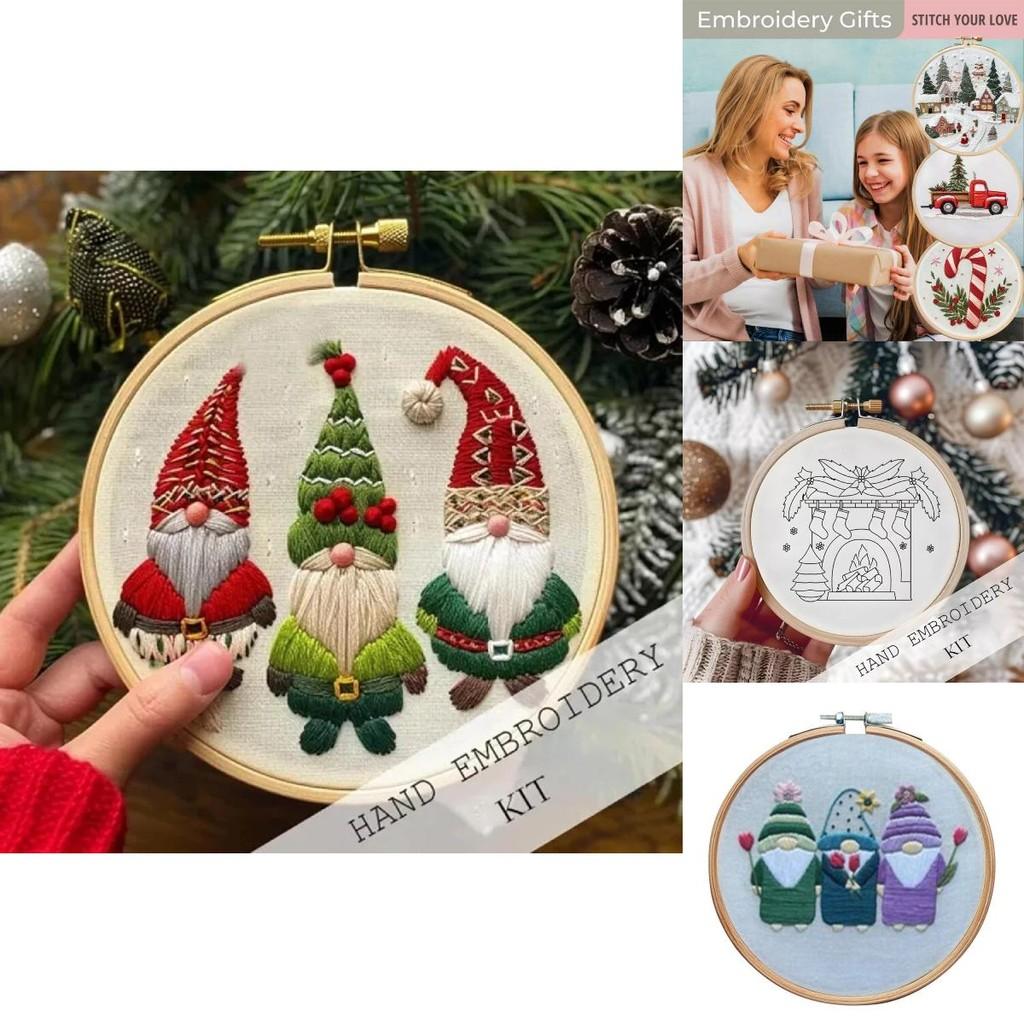 Christmas Embroidery Kit Featuring Unique Floral And Leaf Designs Perfect For Holiday Decor Projects