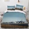 Blue Sky Sea Fighter Landscape Duvet Cover Set Airplane Decor Bedding Set Polyester Comforter Cover King Queen Size For Teen Kid