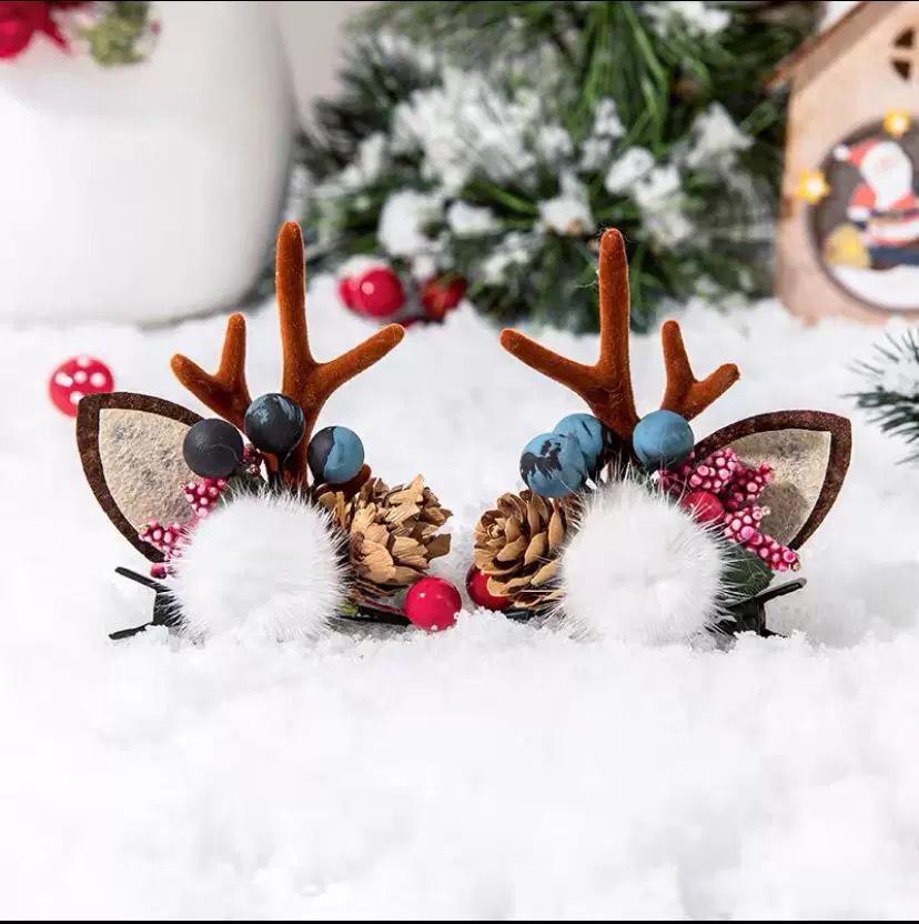 Barrette Serre-tête Bois de Faon Style Mori - Accessoire de Cheveux de Noël Mignon d'Inspiration Féerique pour Femmes