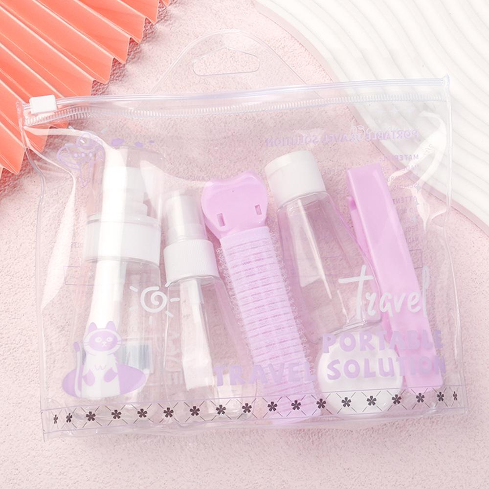 New Travel Dispensing Bottle Seven-piece Set Portable Lotion Press Spray Bottle Cosmetics Small Empty Bottle Shower Gel Dispensing Bottle