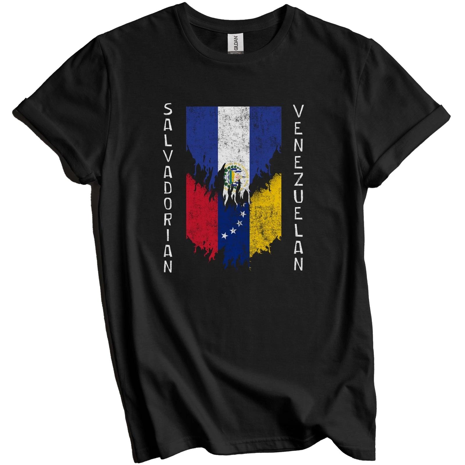 Salvadorian Venezuelan Flags Ripped Torn El Salvador Venezuela T-Shirt 2XL