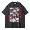 Roronoa Zoro T-shirts Vintage Washed Anime One P-Piece T-shirt Streetwear Oversized L-Luffy Manga Tops Tees Cotton