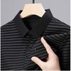 Mittelalterliches gestreiftes bedrucktes Kurzarm-T-Shirt Herren Sommer Businesshemd Kragen Poloshirt Neue Papa Kleidung
