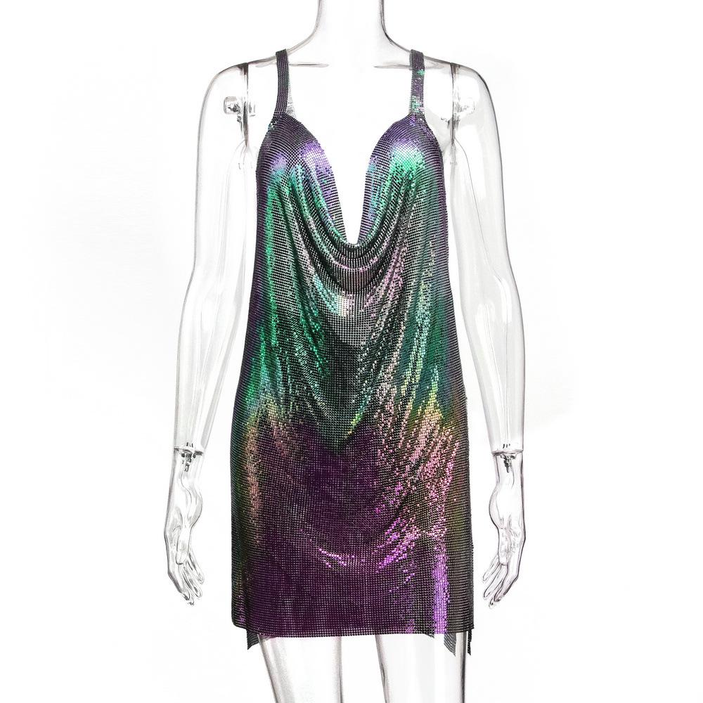 Sequined V-Neck Backless Sling Dress - 2025 Nightclub Hot Sale