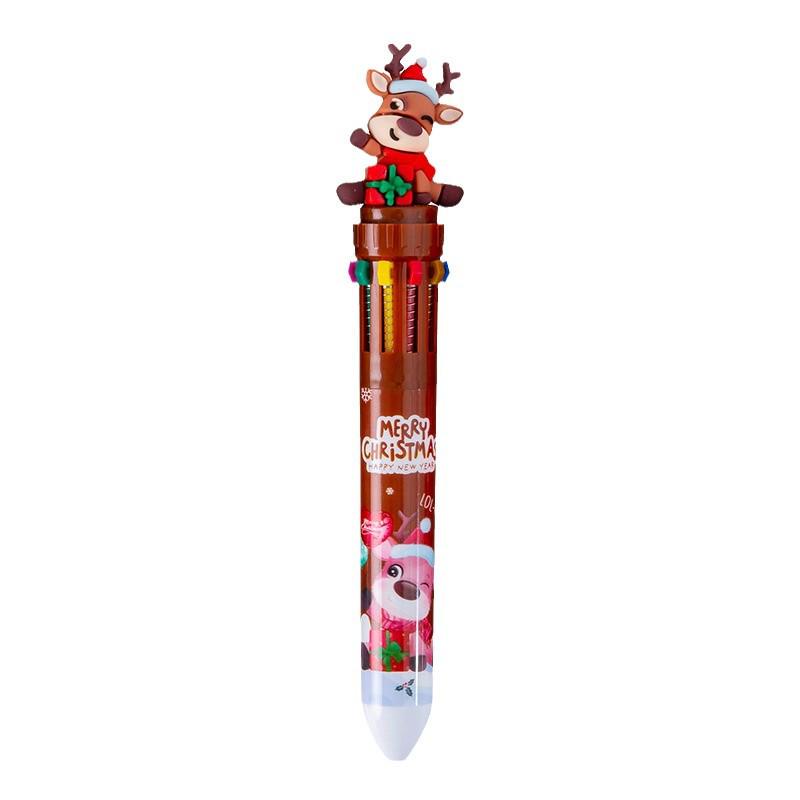 Christmas Multi-color Creative Click Ballpoint Pen - Cute Ten-Color Student Gift