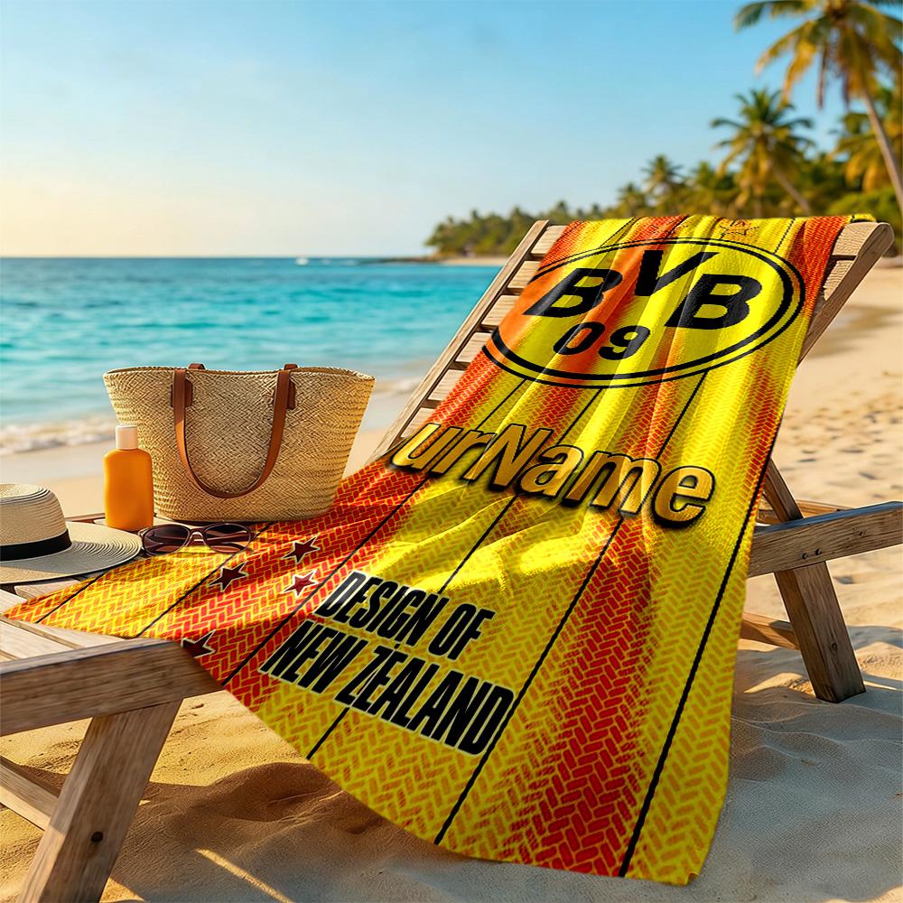 Borussia Dortmund Customized Name Beach Towel Soft Durable Quick-Dry Ideal for Travel Outdoor Swim Pool Yoga Surf Camping Hiking Gym Gift Holiday