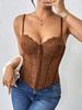 Spicy Girl Jacquard Underwire Padded Corset Top with Fish Bone Design
