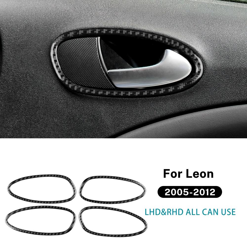 Real Soft Carbon Fiber Sticker For Seat Leon MK1 Altea 2005 2006 2007 2008 2009 2010 2011 2012 LHD RHD Car Door Handle Switch