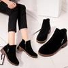 Autumn and winter new velvet Martin boots side zipper short boots low heel low tube student college style
