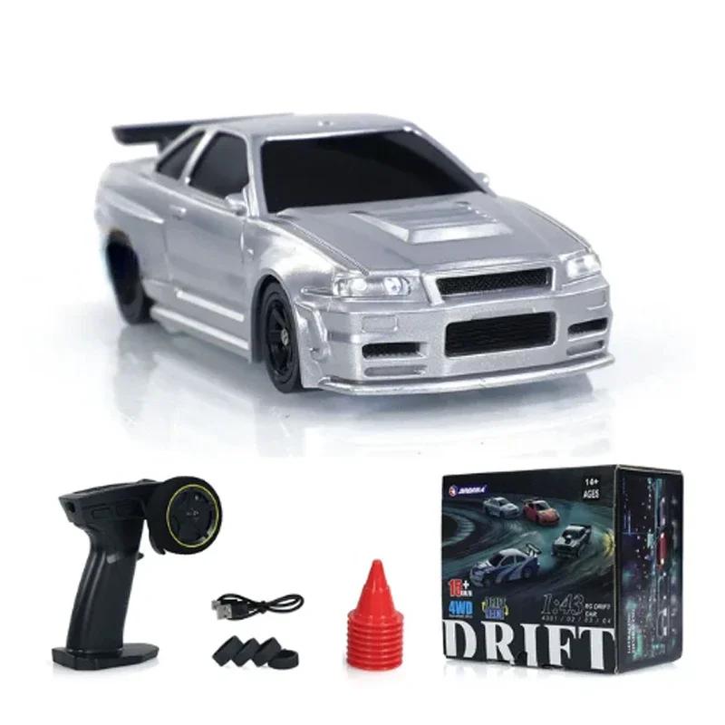2,4G RC Drift Car 1/43 4WD Fjernkontroll Bil Høyhastighets Firehjulstrekk Radiostyrt Mini Racing Bil Modell Gutt Lekegave Gave