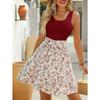 Abito Mini da Donna Primavera Estate Elegante Casual Color Block Senza Maniche Cintura Annodata Vestibilità Aderente Stampa Floreale Linea ad A