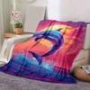 1pc Dolphin Printing Lightweight Flannel Blanket, Comfortable and Warm Blanket, for Camping Sofa Bed and Couch Office, Gift