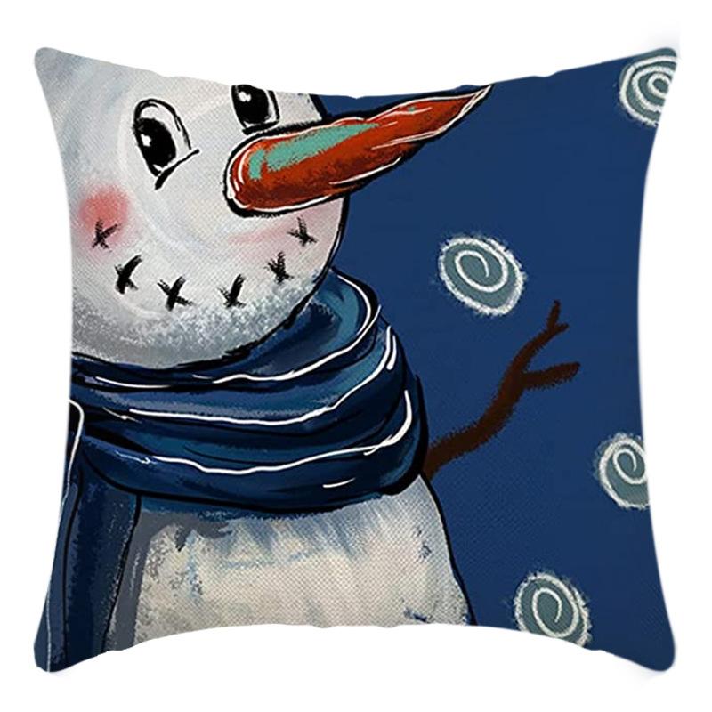 New Christmas Pillowcase Linen Digital Printed Short Plush Christmas Pillowcase Cushion Cover