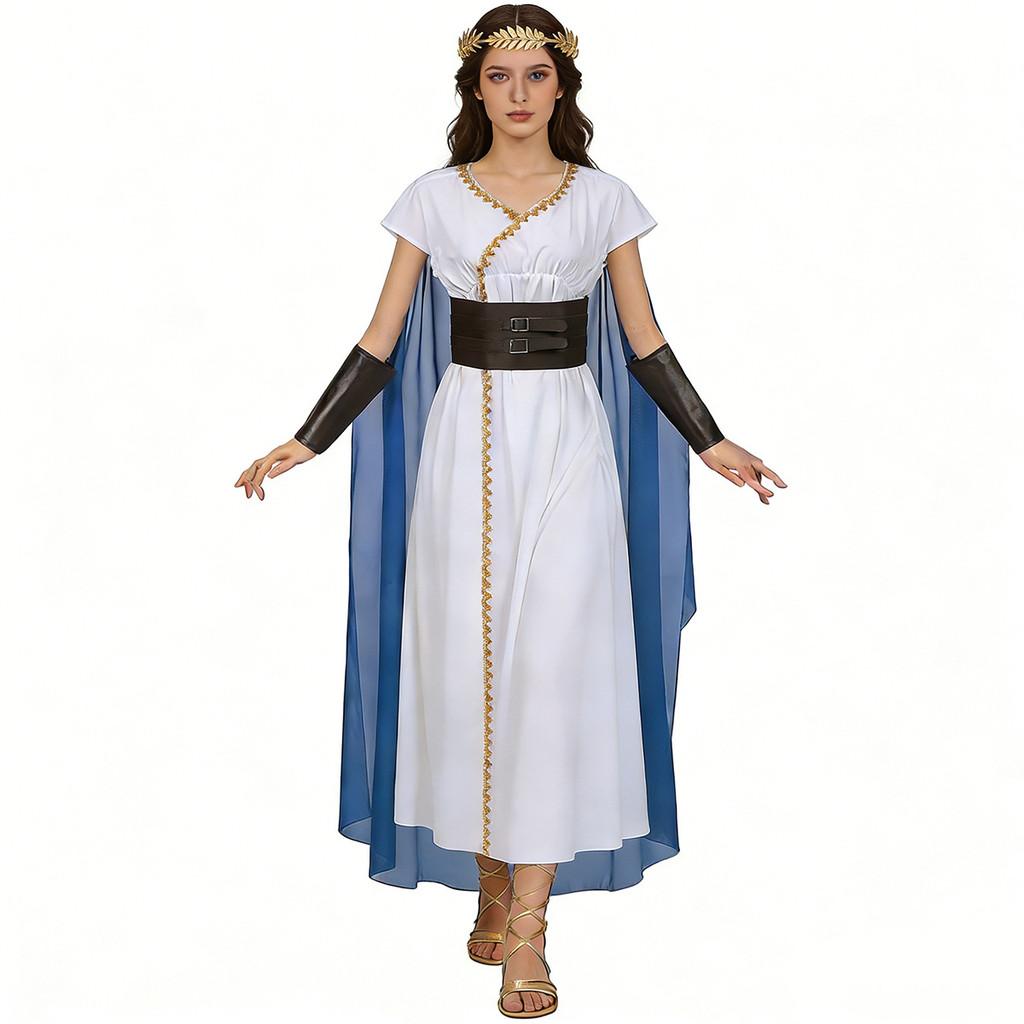 Medieval Greek Cosplay Costume With Linen Fabric For Stage Performances And Halloween Events