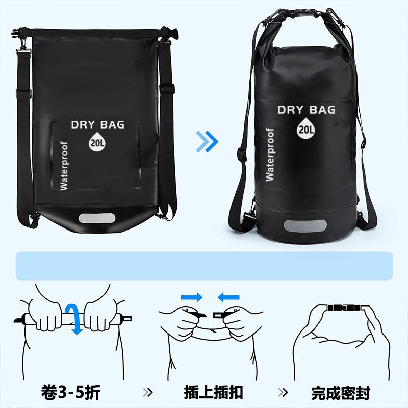 Borsa Secchiello Impermeabile da Esterno, Borsa Asciugatura, Borsa da Nuoto, Borsa Impermeabile, Borsa da Montagna da Spiaggia, Rete con Chiusura a Clip in PVC, Borsa Impermeabile.